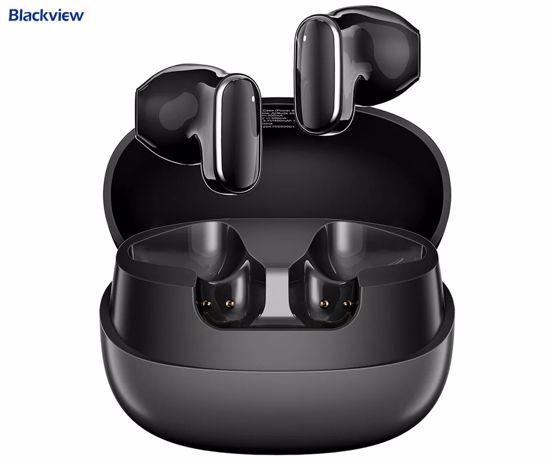 Fotografija izdelka Blackview AIRBUDS 20 brezžične ušesne slušalke, Bluetooth 5.4, Advanced DNS, klicanje, mikrofon, polnilna postaja, do 29 ur, IPX7 vodoopornost, USB Type-C, črne (Carbon Black)