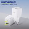 Fotografija izdelka ALLITY ATC-01 GaN polnilec, 20W, 1x USB-C, 1x USB-A, Power Delivery, Quick Charge, polnjenje / napajanje, univerzalna kompatibilnost, Plug&Play, tehnologija GaN, bel