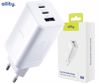 Fotografija izdelka ALLITY ATC-01 GaN polnilec, 65W, 2x USB-C, 1x USB-A, Power Delivery, Quick Charge, polnjenje / napajanje, univerzalna kompatibilnost, Plug&Play, tehnologija GaN, bel