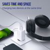 Fotografija izdelka ALLITY ATC-01 GaN polnilec, 65W, 2x USB-C, 1x USB-A, Power Delivery, Quick Charge, polnjenje / napajanje, univerzalna kompatibilnost, Plug&Play, tehnologija GaN, bel