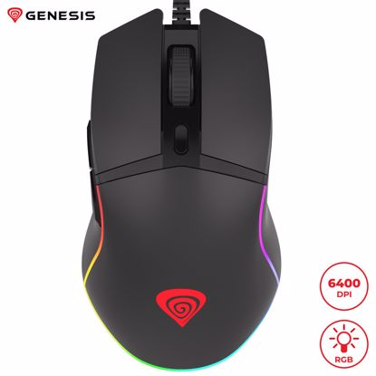 Fotografija izdelka GENESIS KRYPTON 220 gaming miška, 6400DPI, RGB LED osvetlitev, 6 gumbov, spomin, programska oprema, Plug & Play, črna