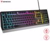 Fotografija izdelka GENESIS RHOD 300 RGB gaming membranska tipkovnica, žična, RGB LED osvetlitev, Anti-Ghosting funkcija, Non-Floating stikala / tipke, zaščita pred vodo, Plug & Play, F1-F12, črna