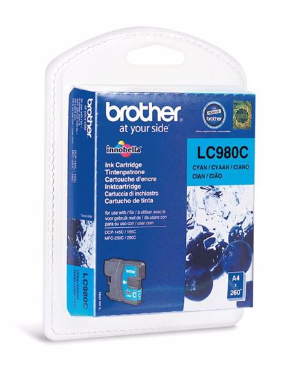 Fotografija izdelka Brother Kartuša LC980C, cyan, 260 strani DCP145C/165C/195C/375 MFC250C/290C